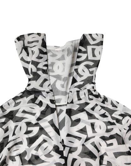 White DG Logo Long Sleeves Turtleneck Top