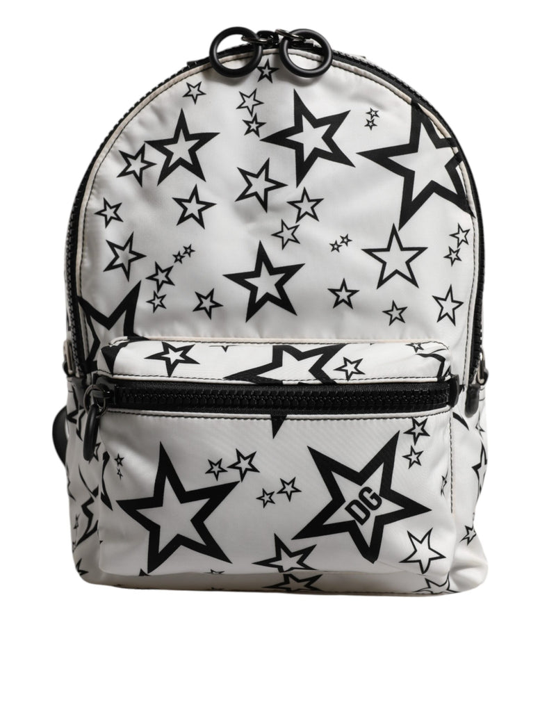White DG Stars Print Nylon Travel Backpack Bag-Dolce & Gabbana-LabelTerrace.com