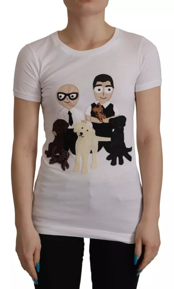 White #DGFamily Patch Top Cotton T-shirt-Dolce & Gabbana-LabelTerrace.com