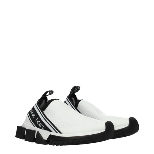 White Fabric Chunky Sneakers