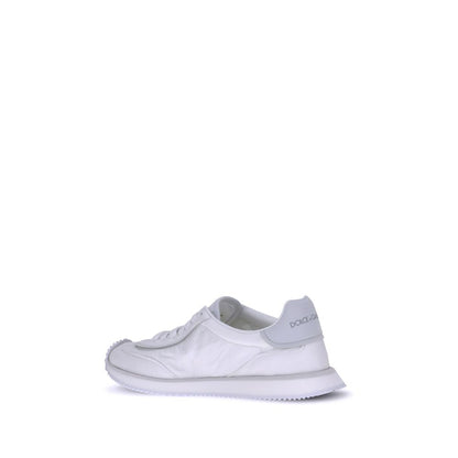 White Fabric Low Top Sneakers