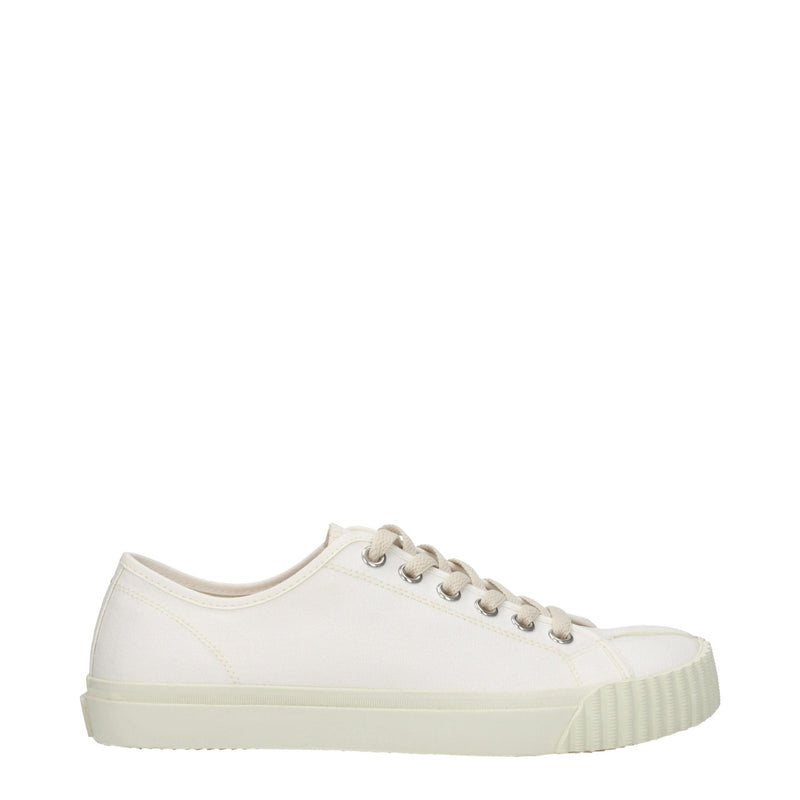 White Fabric Low Top Sneakers