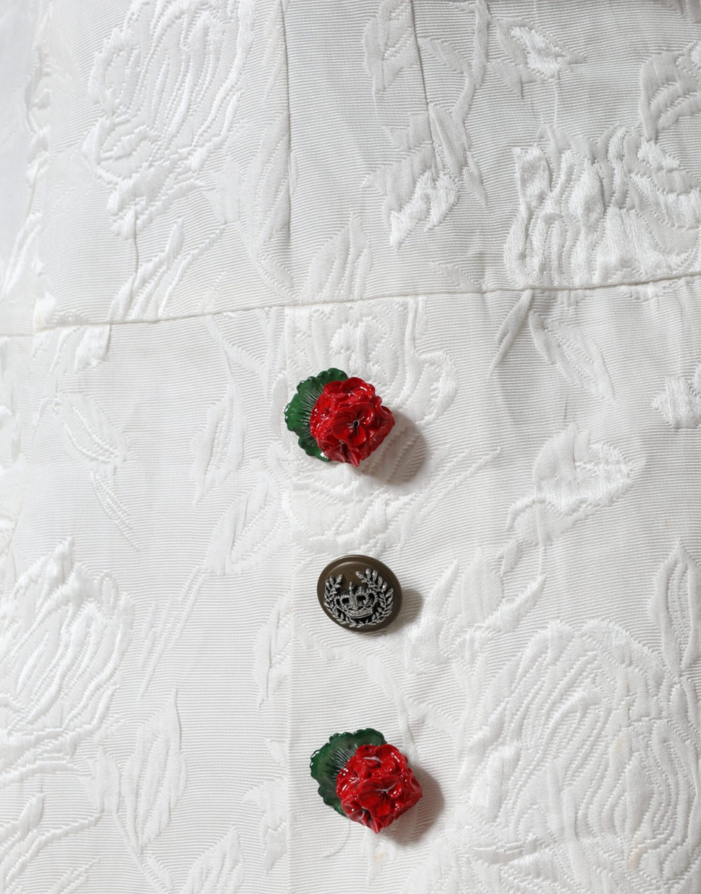 White Floral Brocade Embellished Mini Skirt-Dolce & Gabbana-LabelTerrace.com