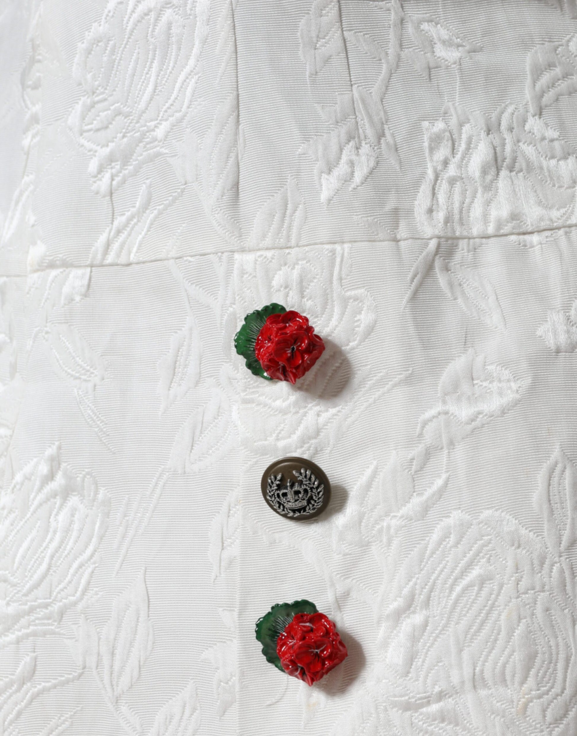 White Floral Brocade Embellished Mini Skirt-Dolce & Gabbana-LabelTerrace.com