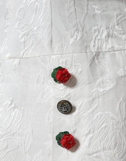 White Floral Brocade Embellished Mini Skirt-Dolce & Gabbana-LabelTerrace.com