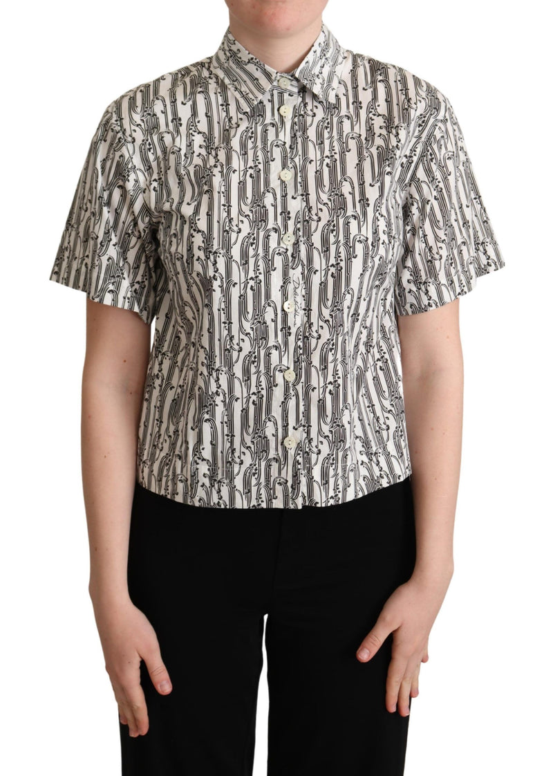 White Floral Collared Blouse Shirt-Dolce & Gabbana-LabelTerrace.com