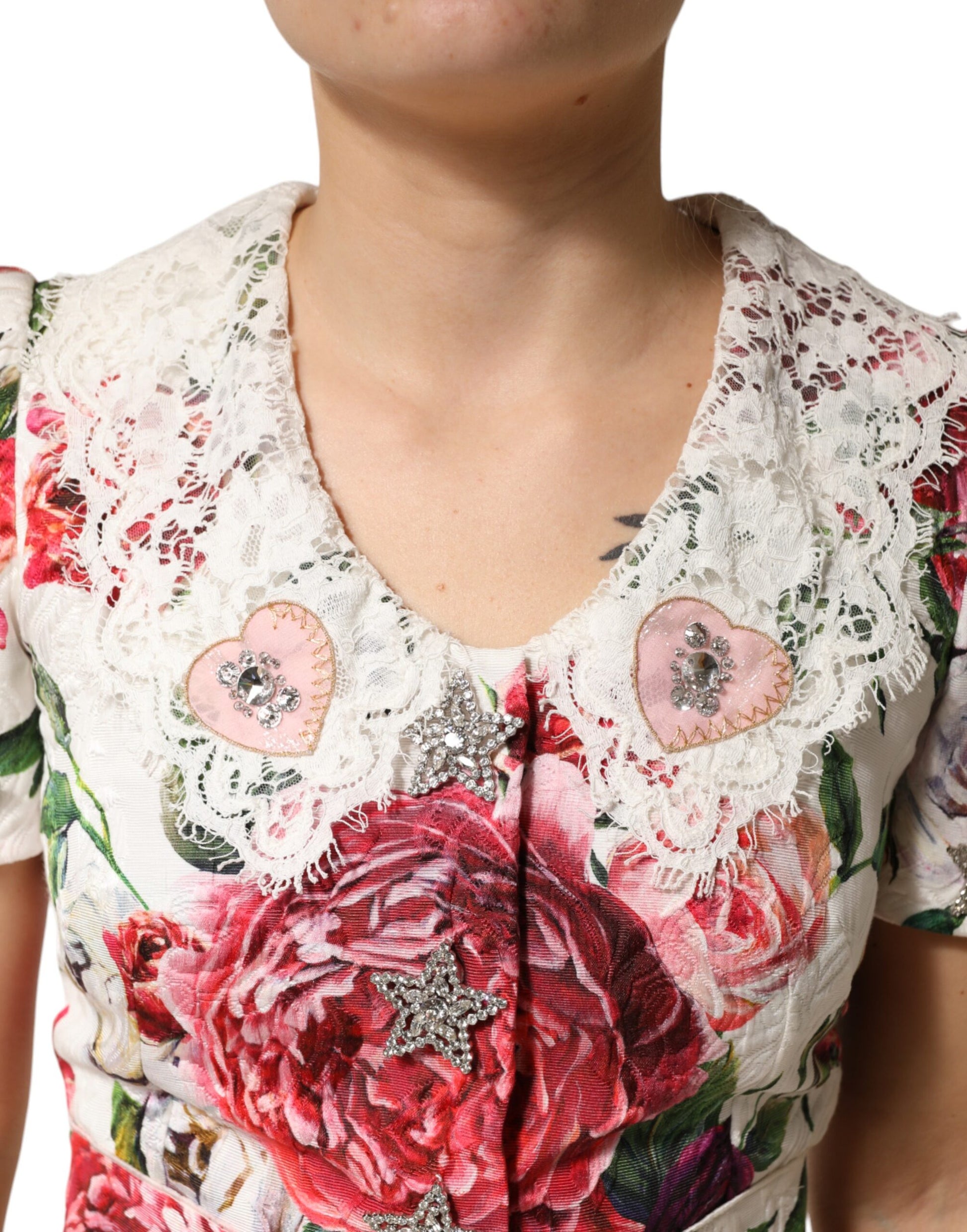 White Floral Embellished Sheath Mini Dress