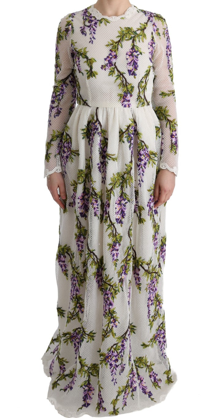White Floral Embroidered Maxi Dress-Dolce & Gabbana-LabelTerrace.com