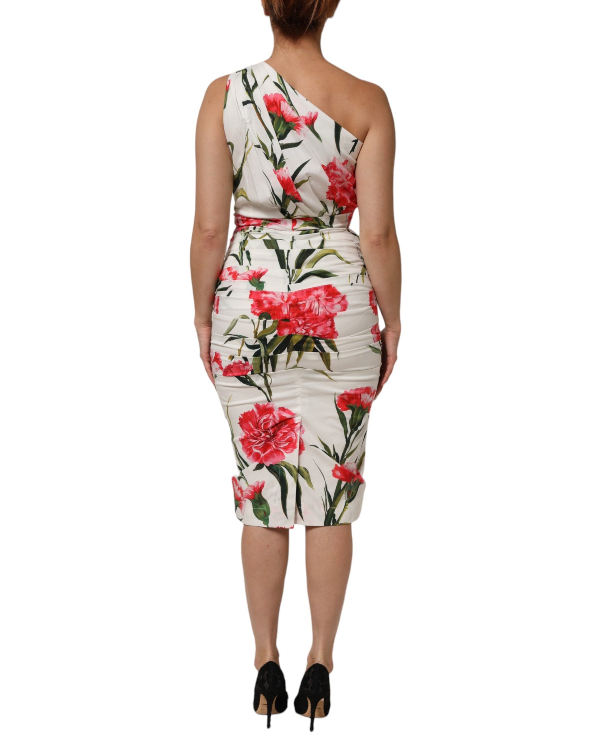 White Floral One Shoulder Sheath Dress