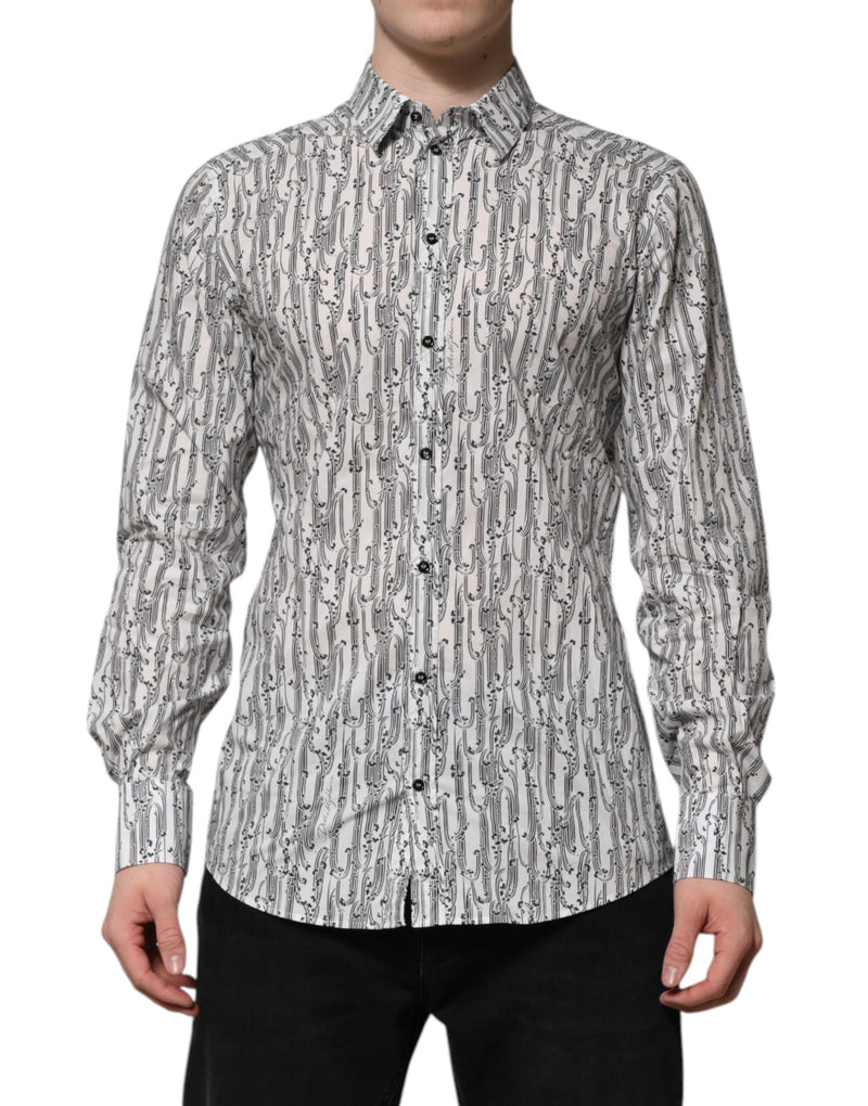 White Floral Print Casual Long Sleeves Shirt-Dolce & Gabbana-LabelTerrace.com