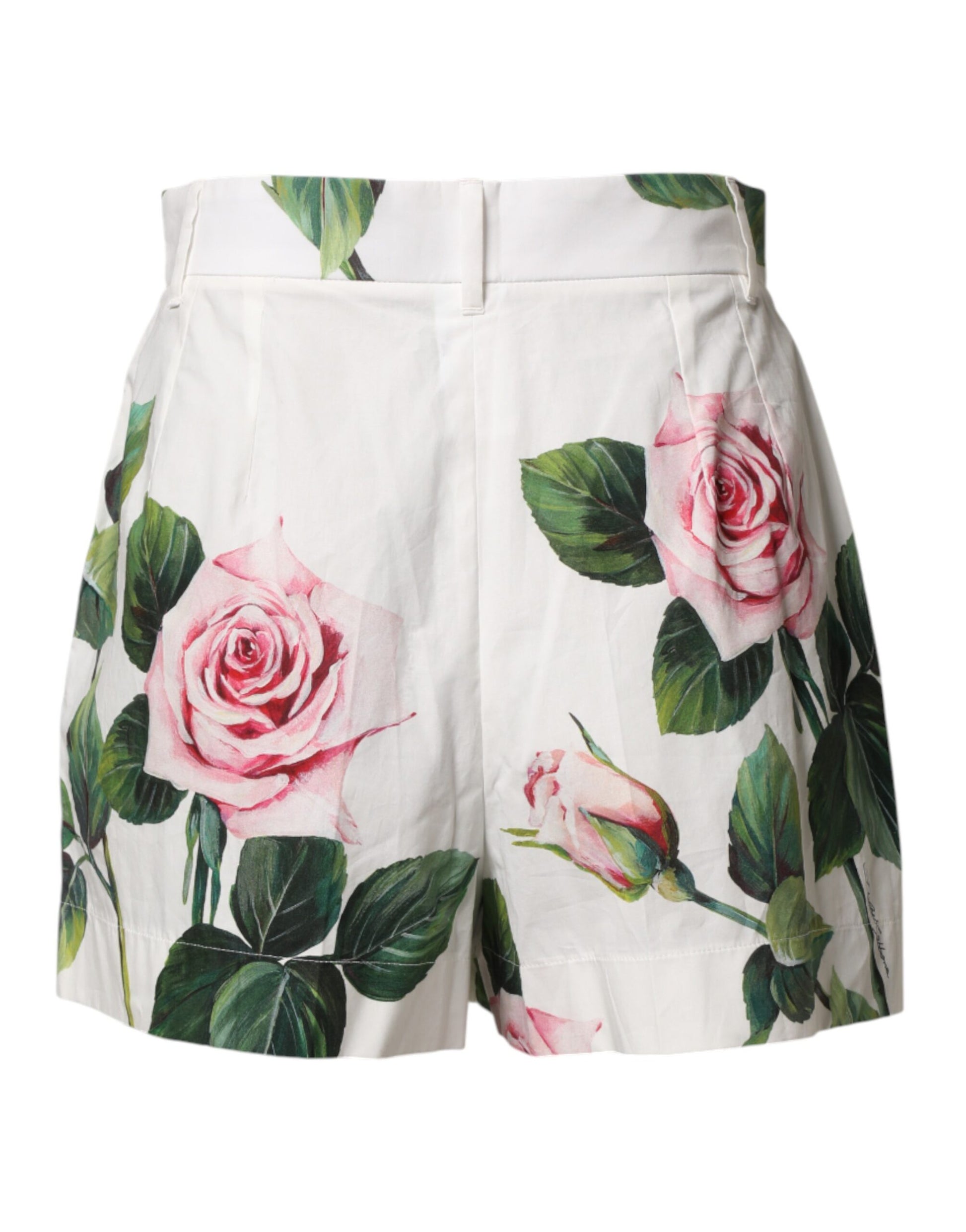 White Floral Print High Waist Hotpants Short