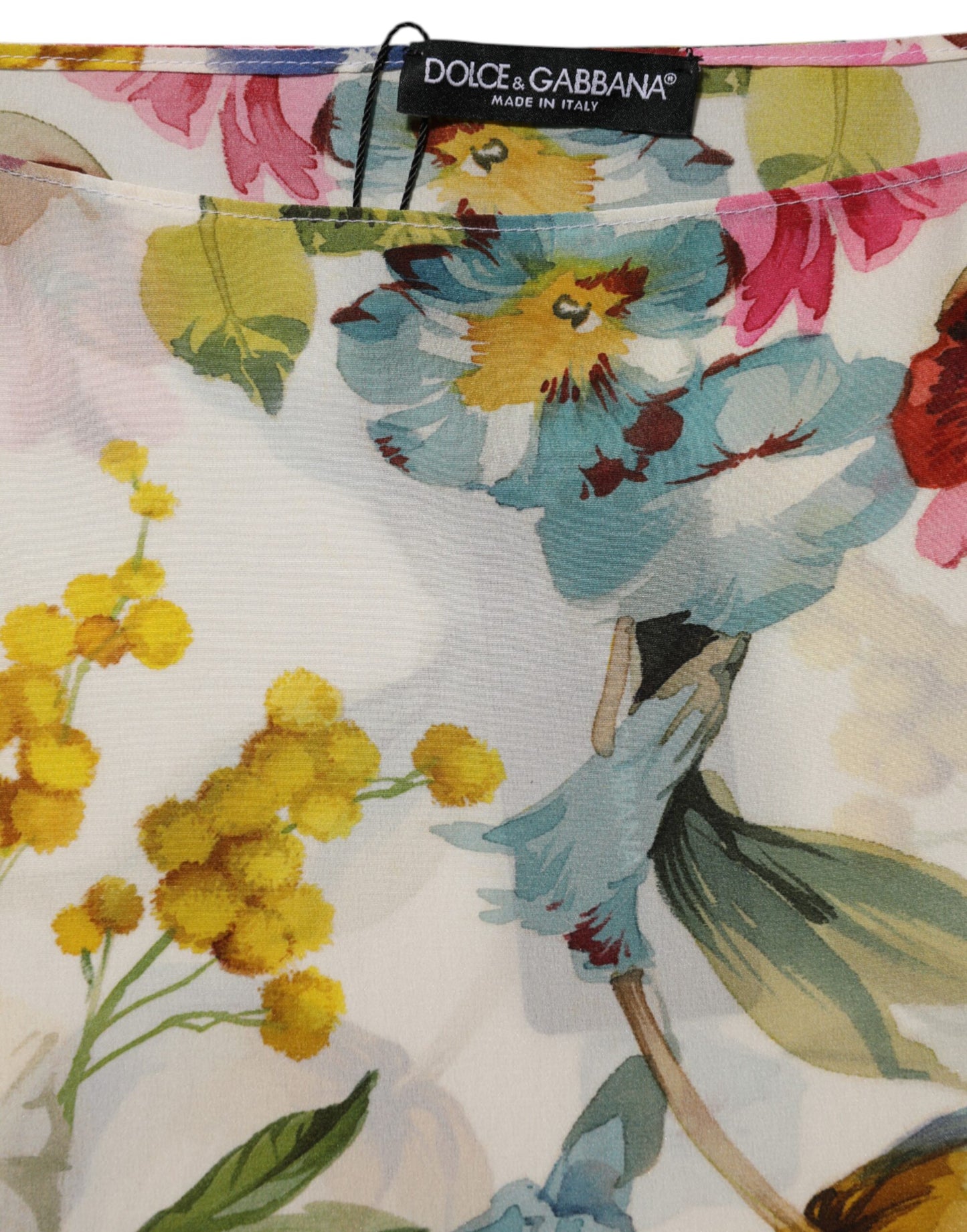 White Floral Print Silk Sheath LongGown Dress-Dolce & Gabbana-LabelTerrace.com