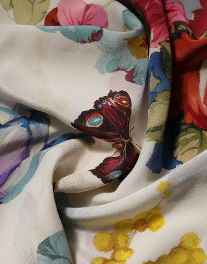 White Floral Print Silk Sheath LongGown Dress-Dolce & Gabbana-LabelTerrace.com