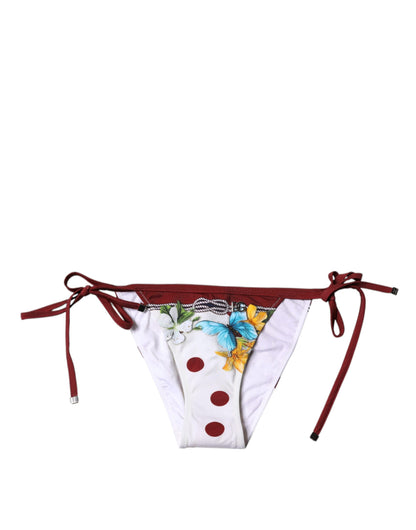 White Floral Print Swimsuit Bikini Bottom Swimwear-Dolce & Gabbana-LabelTerrace.com