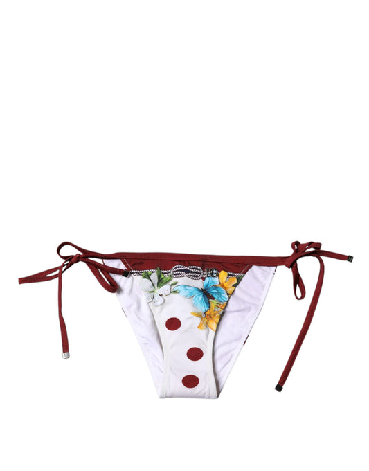 White Floral Print Swimsuit Bikini Bottom Swimwear-Dolce & Gabbana-LabelTerrace.com