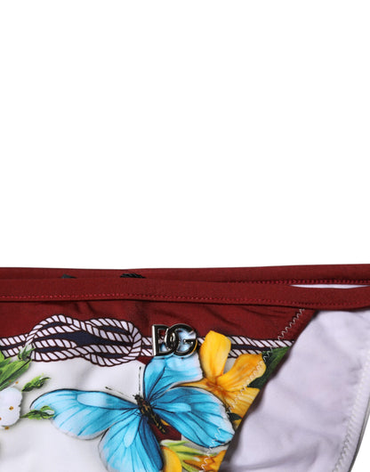 White Floral Print Swimsuit Bikini Bottom Swimwear-Dolce & Gabbana-LabelTerrace.com
