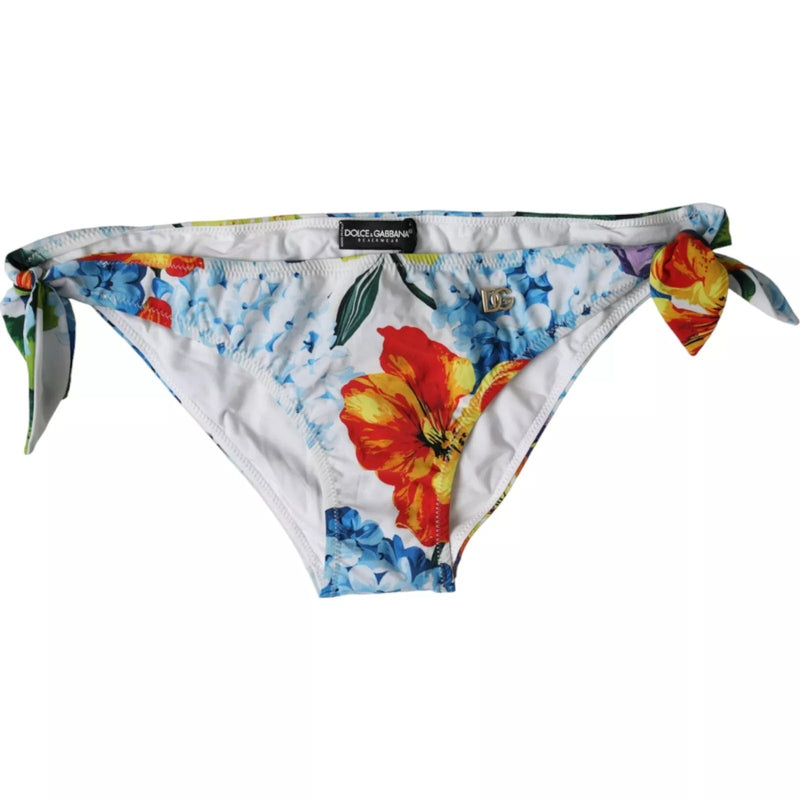 White Floral Print Swimsuit Bikini Bottom Swimwear-Dolce & Gabbana-LabelTerrace.com