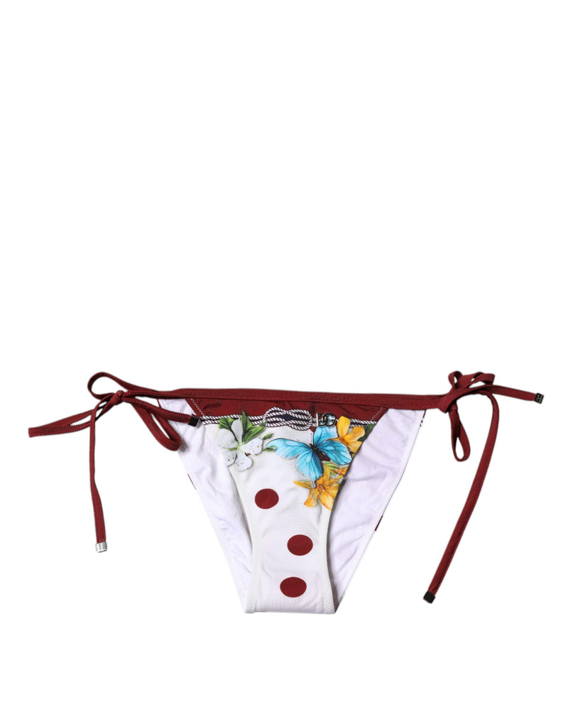 White Floral Print Swimsuit Bikini Bottom Swimwear-Dolce & Gabbana-LabelTerrace.com