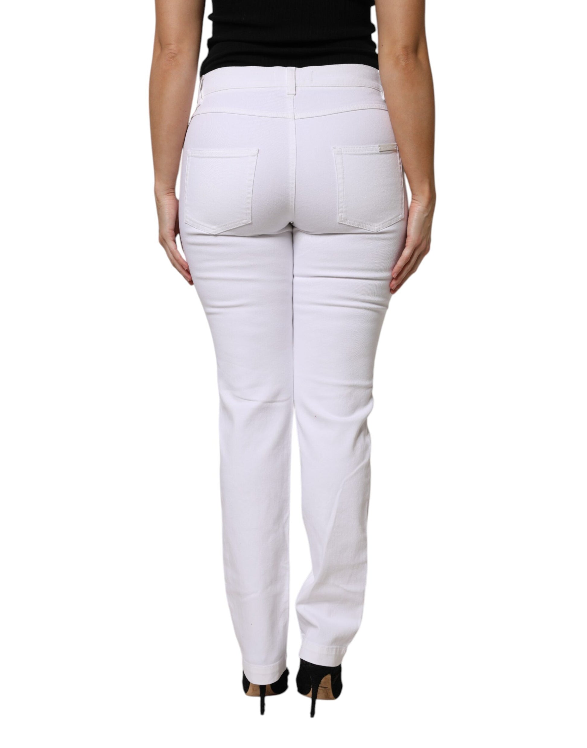 White Floral Sequined GIRLY Denim Jeans-Dolce & Gabbana-LabelTerrace.com