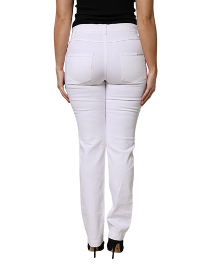 White Floral Sequined GIRLY Denim Jeans-Dolce & Gabbana-LabelTerrace.com