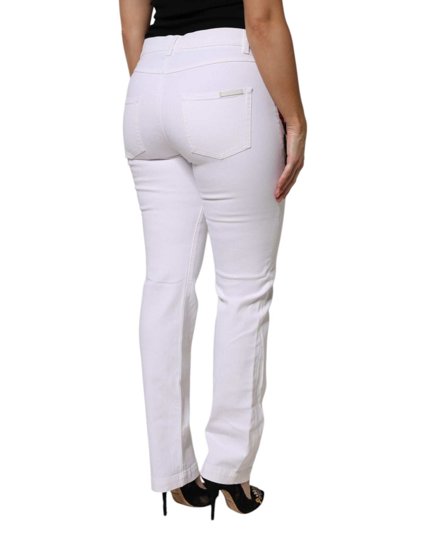 White Floral Sequined GIRLY Denim Jeans-Dolce & Gabbana-LabelTerrace.com