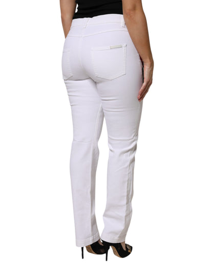 White Floral Sequined GIRLY Denim Jeans-Dolce & Gabbana-LabelTerrace.com