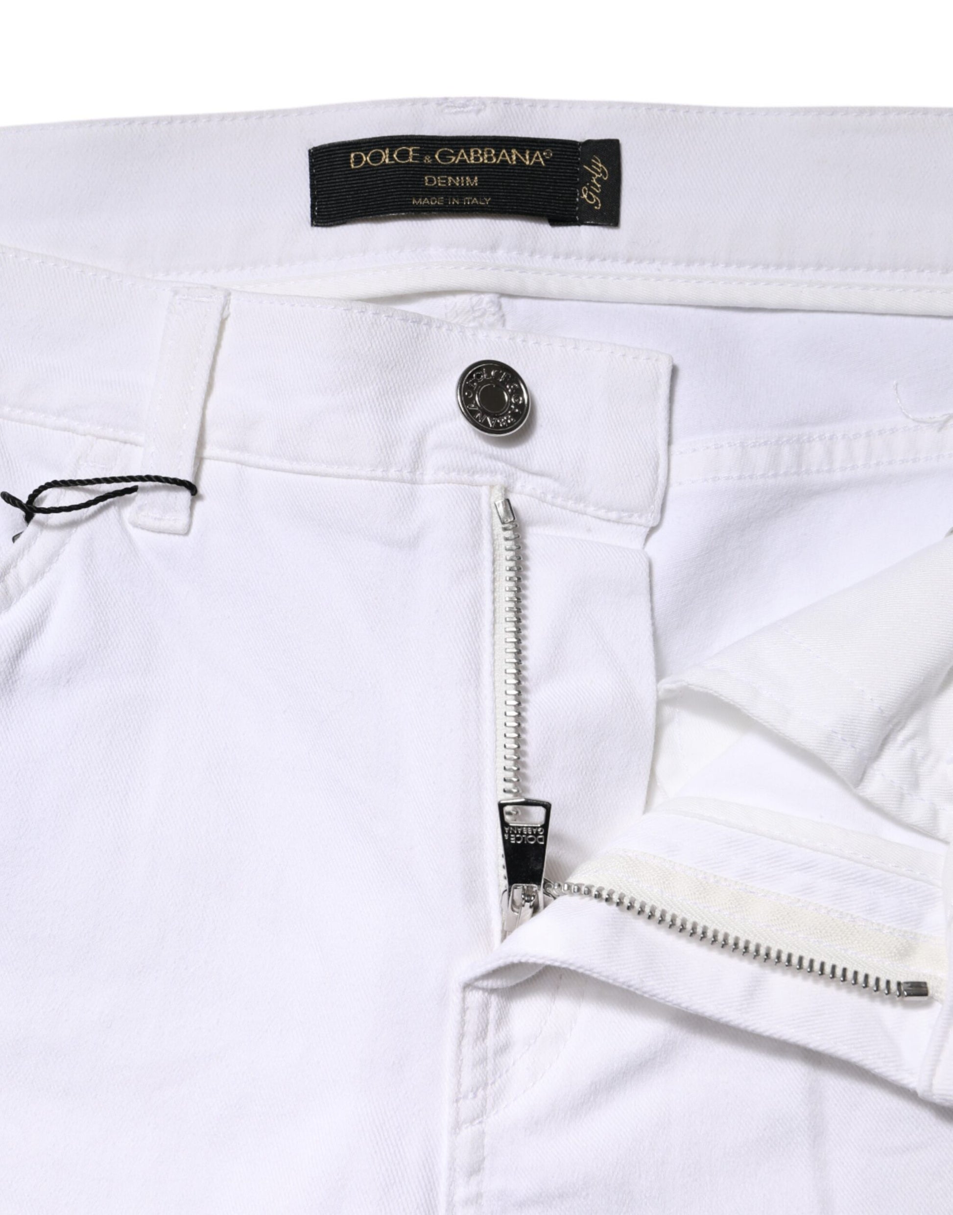 White Floral Sequined GIRLY Denim Jeans-Dolce & Gabbana-LabelTerrace.com