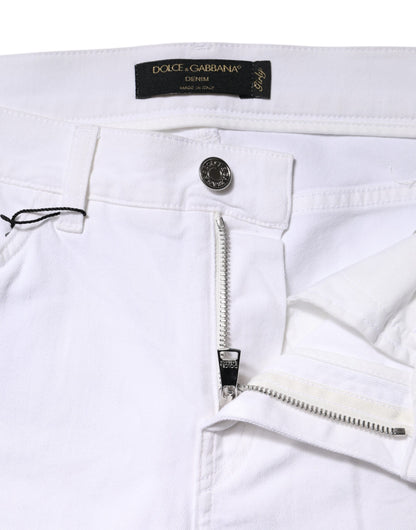 White Floral Sequined GIRLY Denim Jeans-Dolce & Gabbana-LabelTerrace.com