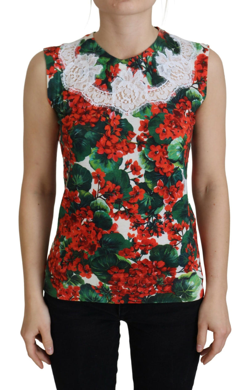 White Floral Wool Lace Vest Tank Top-Dolce & Gabbana-LabelTerrace.com