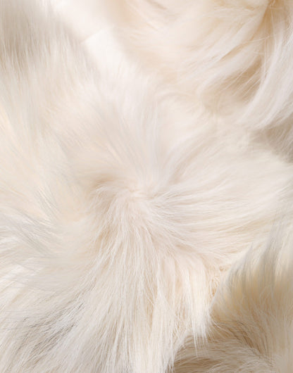 White Fox Fur Neck Wrap Warmer Winter Scarf-Dolce & Gabbana-LabelTerrace.com