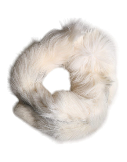 White Fox Fur Neck Wrap Warmer Winter Scarf-Dolce & Gabbana-LabelTerrace.com