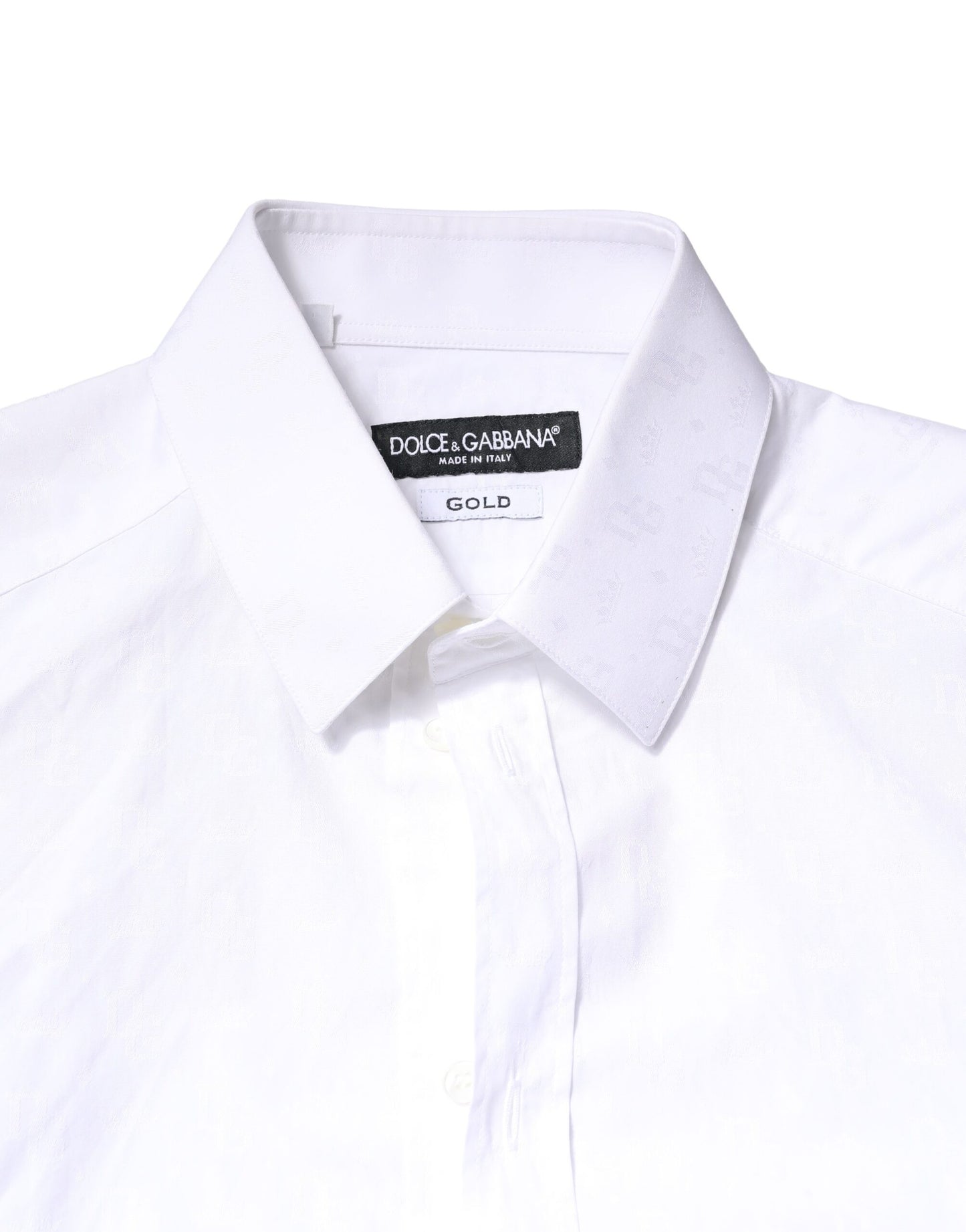White GOLD Cotton Long Sleeves Dress Shirt-Dolce & Gabbana-LabelTerrace.com