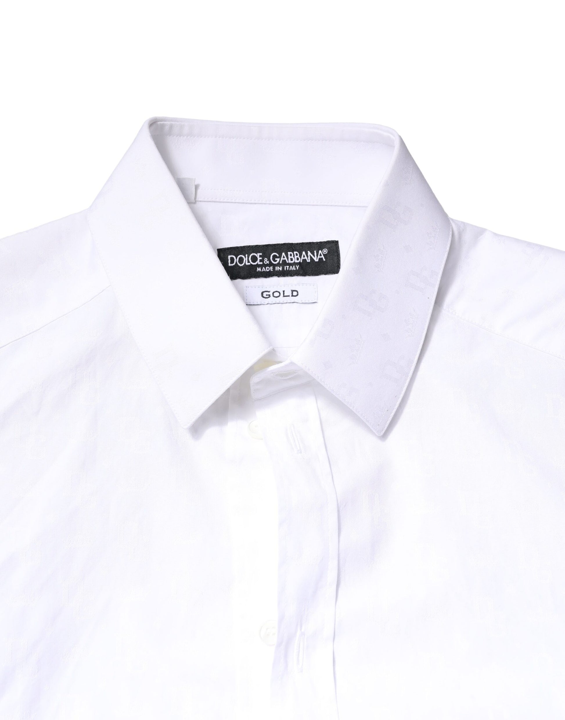 White GOLD Cotton Long Sleeves Dress Shirt-Dolce & Gabbana-LabelTerrace.com