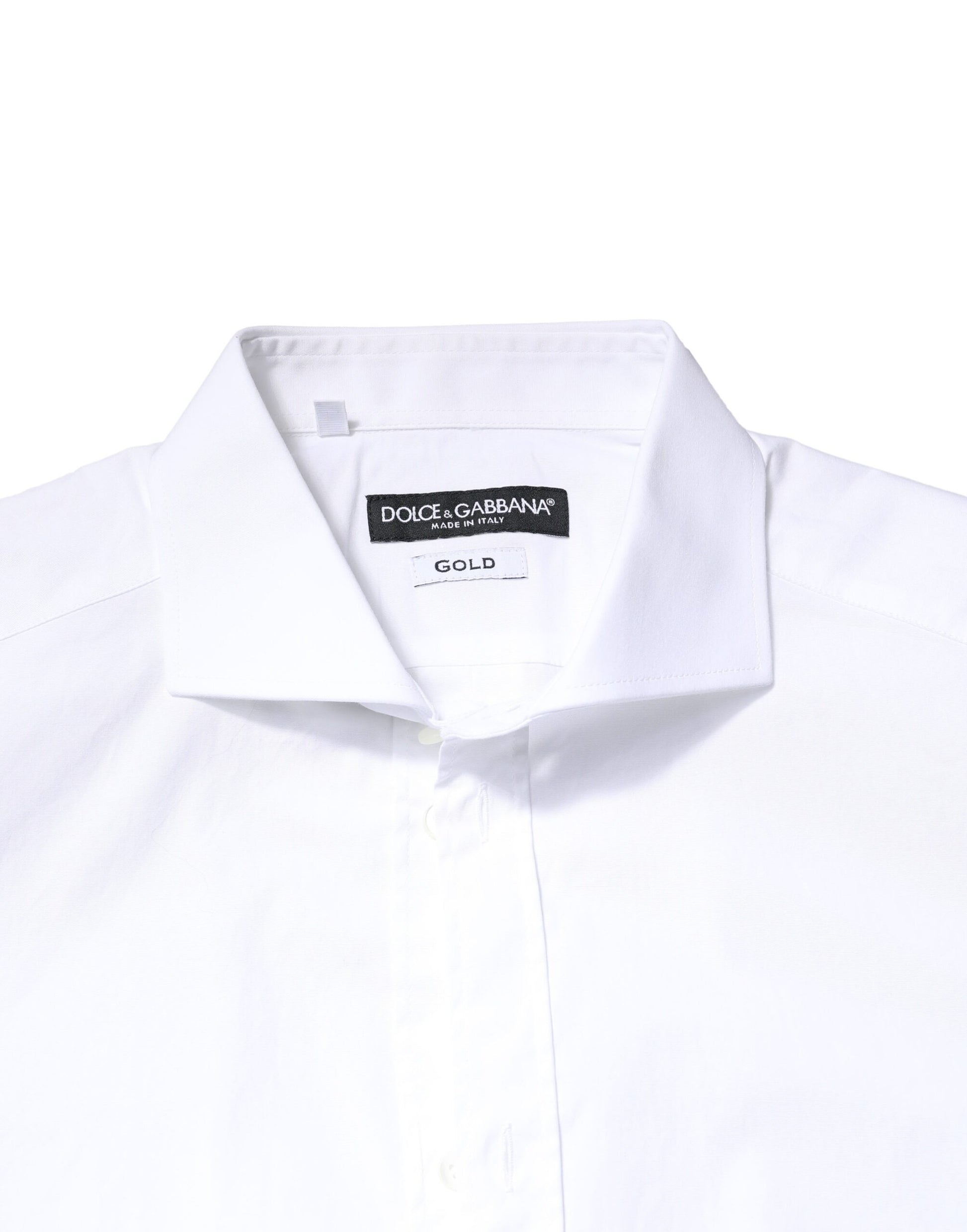 White GOLD Cotton Long Sleeves Dress Shirt-Dolce & Gabbana-LabelTerrace.com