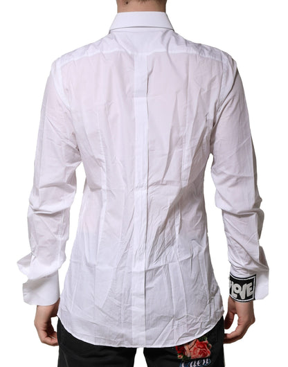 White GOLD Cotton Men Dress Formal Shirt-Dolce & Gabbana-LabelTerrace.com