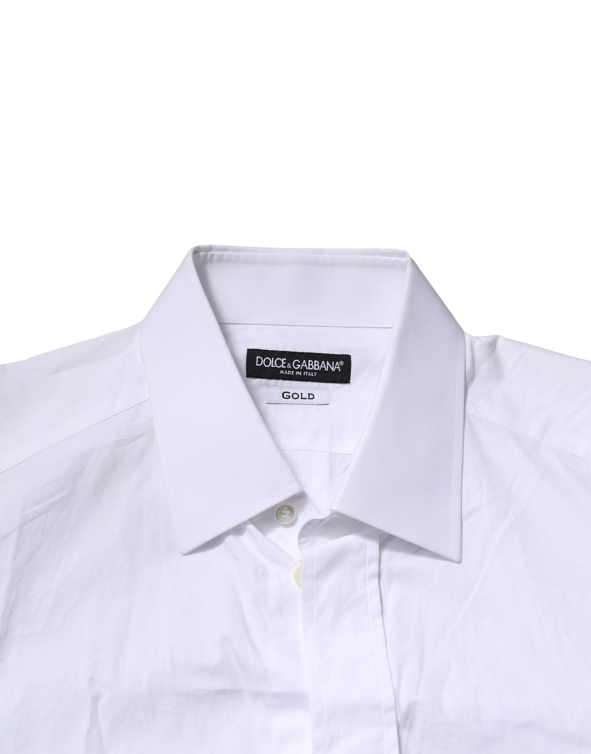 White GOLD Cotton Men Dress Formal Shirt-Dolce & Gabbana-LabelTerrace.com