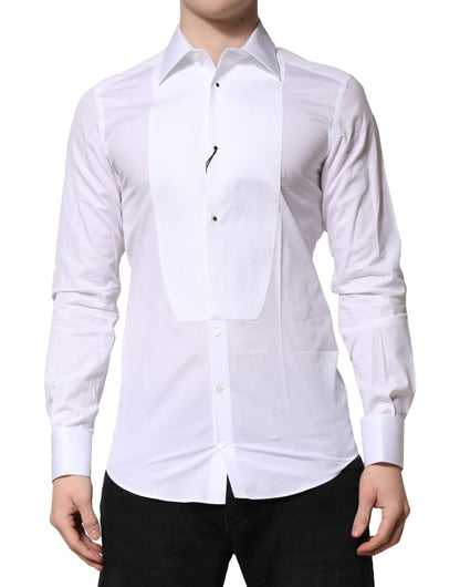 White GOLD Crown Cotton Dress Formal Shirt-Dolce & Gabbana-LabelTerrace.com