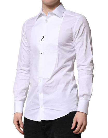White GOLD Crown Cotton Dress Formal Shirt-Dolce & Gabbana-LabelTerrace.com