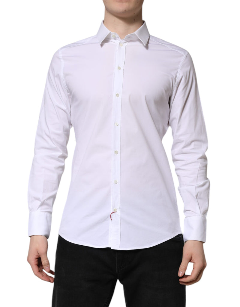 White GOLD Long Sleeve Dress Formal Shirt-Dolce & Gabbana-LabelTerrace.com