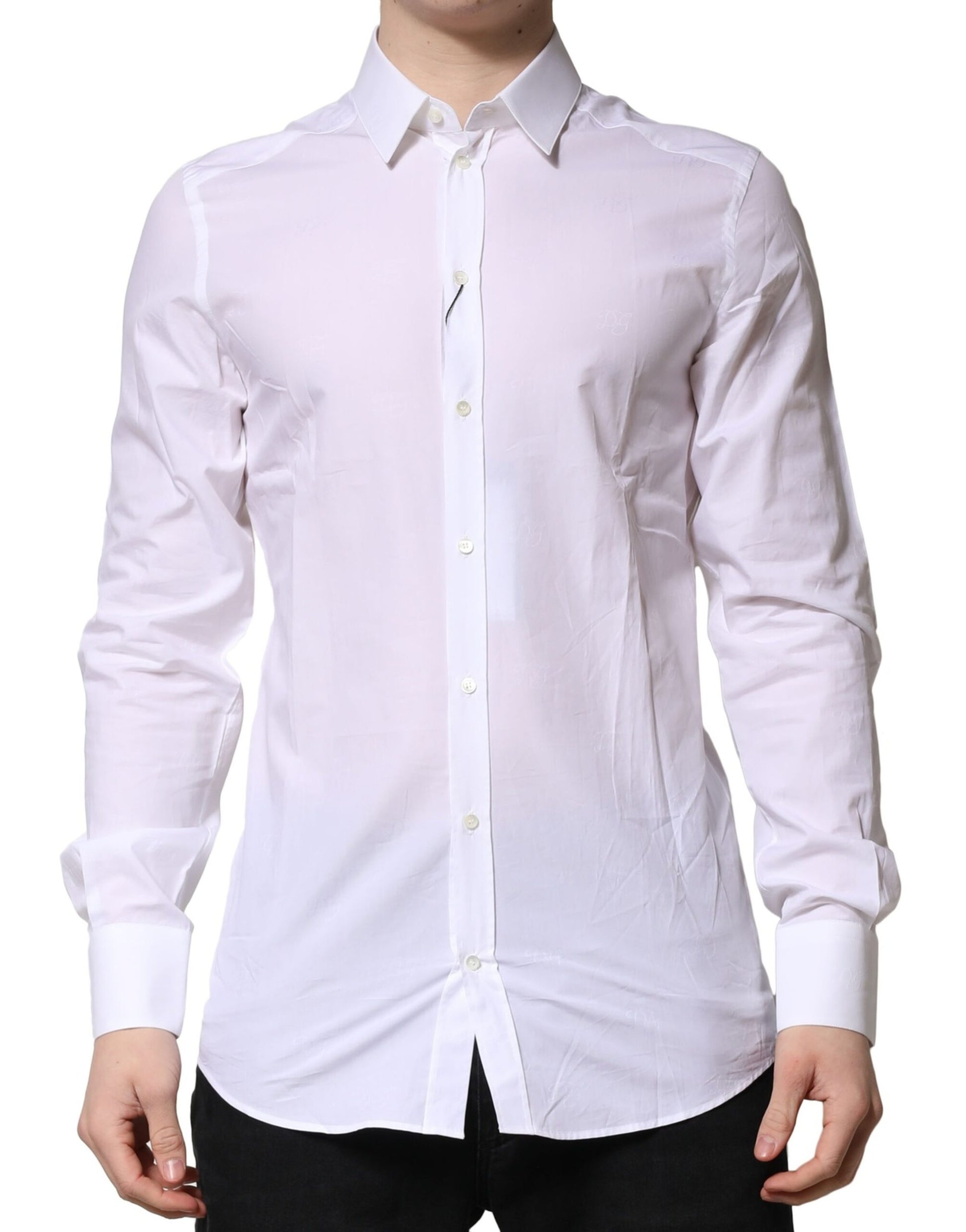 White GOLD Long Sleeves Dress Formal Shirt-Dolce & Gabbana-LabelTerrace.com