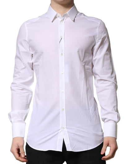 White GOLD Long Sleeves Dress Formal Shirt-Dolce & Gabbana-LabelTerrace.com