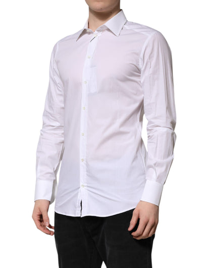 White GOLD Long Sleeves Dress Formal Shirt-Dolce & Gabbana-LabelTerrace.com