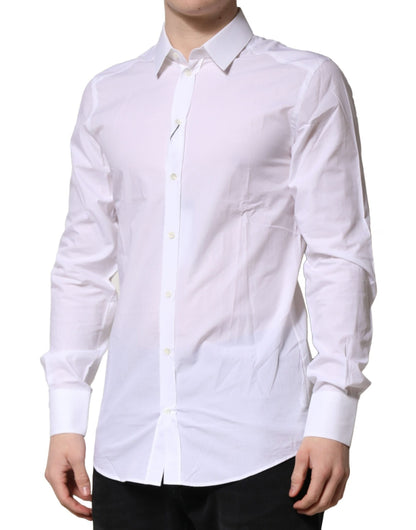White GOLD Long Sleeves Dress Formal Shirt-Dolce & Gabbana-LabelTerrace.com
