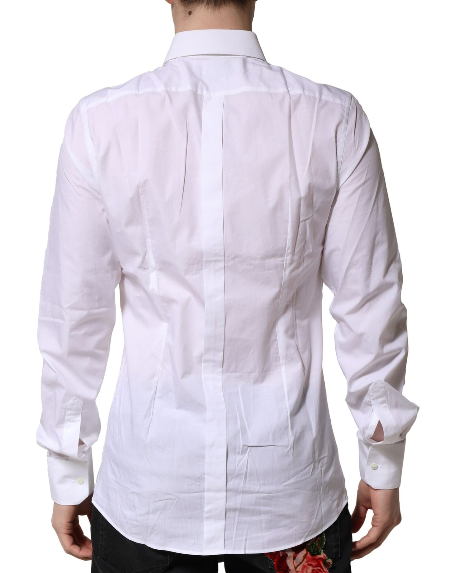 White GOLD Long Sleeves Dress Formal Shirt-Dolce & Gabbana-LabelTerrace.com