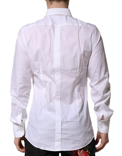 White GOLD Long Sleeves Dress Formal Shirt-Dolce & Gabbana-LabelTerrace.com