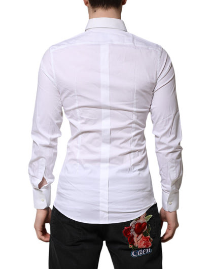 White GOLD Long Sleeves Dress Formal Shirt-Dolce & Gabbana-LabelTerrace.com