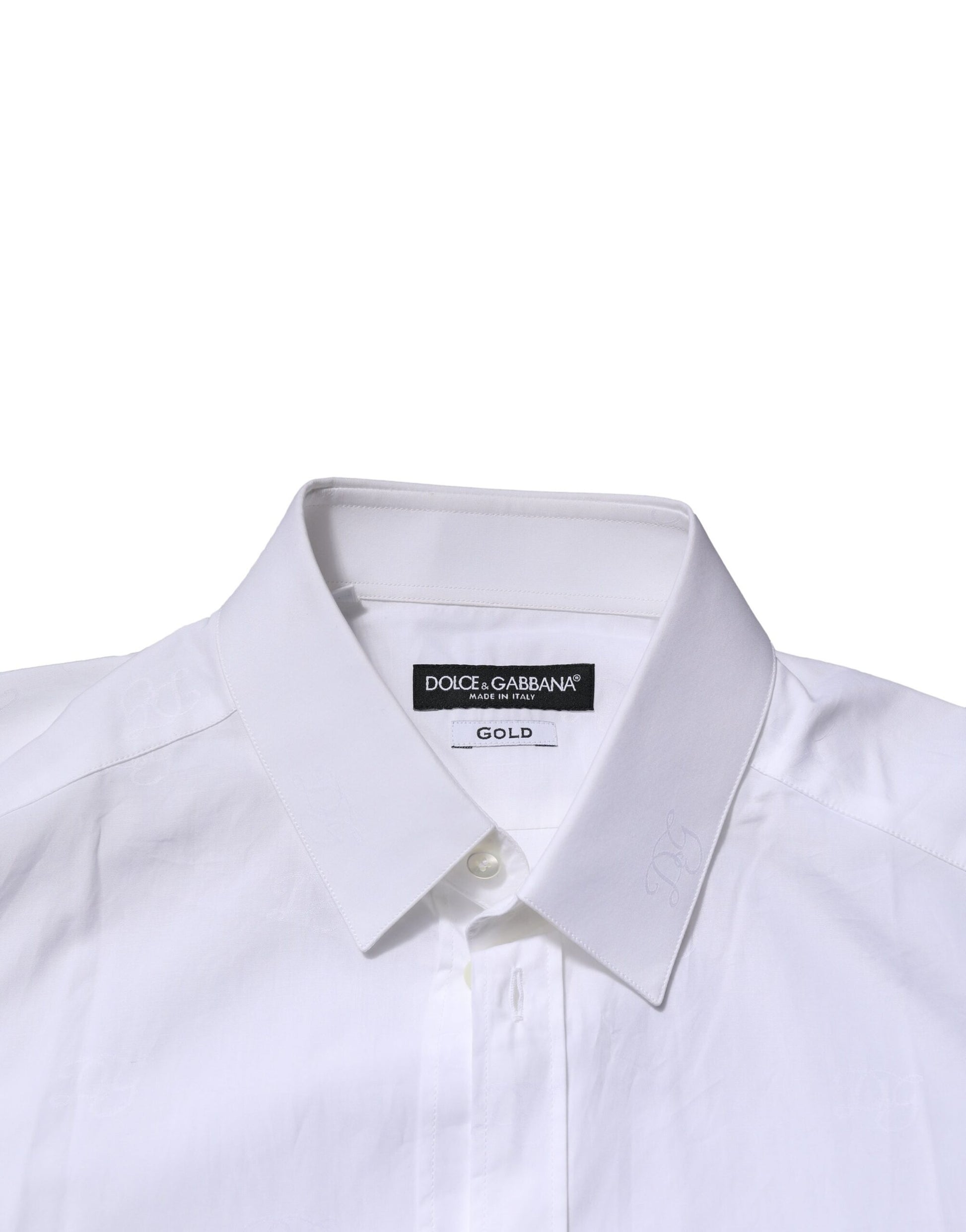 White GOLD Long Sleeves Dress Formal Shirt-Dolce & Gabbana-LabelTerrace.com