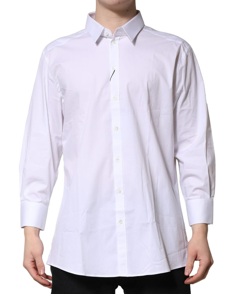 White GOLD Long Sleeves Dress Formal Shirt-Dolce & Gabbana-LabelTerrace.com