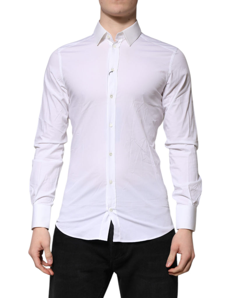 White GOLD Long Sleeves Dress Formal Shirt-Dolce & Gabbana-LabelTerrace.com