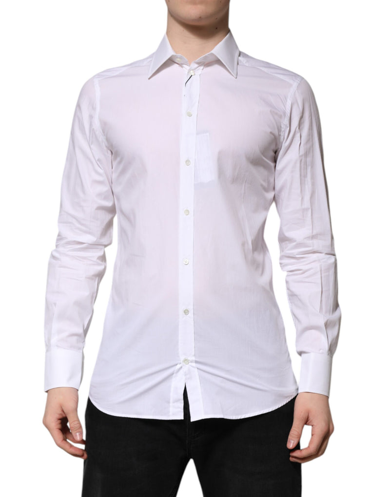 White GOLD Long Sleeves Dress Formal Shirt-Dolce & Gabbana-LabelTerrace.com